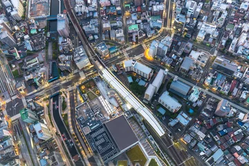 Fotobehang aerial view of cityscape of tokyo japan © zhu difeng