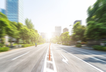 blur traffic on city street in morning in tokyo japan