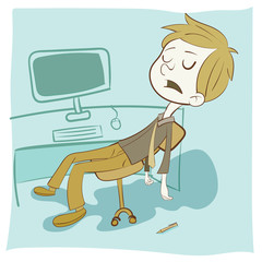 cartoon exhausted employee