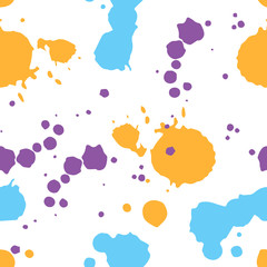 Seamless vector pattern of ink blots on a white background. Paint stains.
