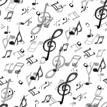 Abstract music seamless pattern background watercolor illustration