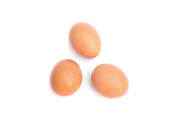three eggs. Isolated on white background, select focus eggs  ( You can paint on there's egg )