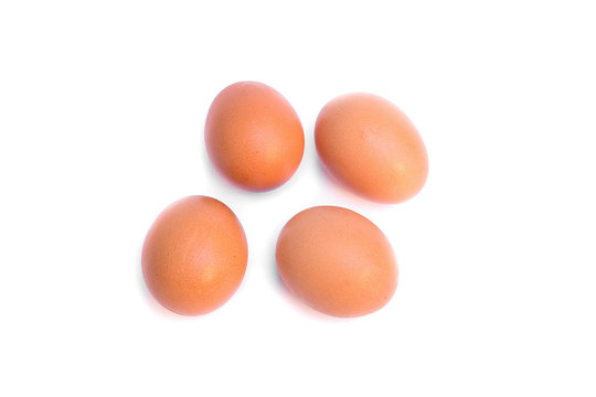 four eggs. Isolated on white background, select focus eggs  ( You can paint on there's egg )