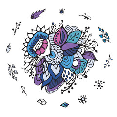 stock vector flower, doodle pattern. abstract art background