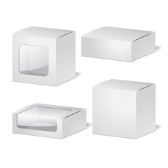 Fototapeta premium set of cadrboard package isolated box on the white background. m