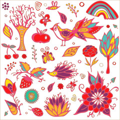 summer day elements set. stock vector. cartoon