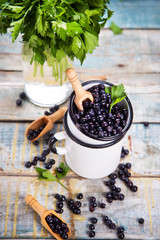 fresh bilberry in cup