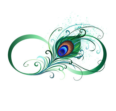 Naklejka Infinity symbol with peacock feather