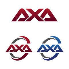 Modern 3 Letters Initial logo Vector Swoosh Red Blue axa