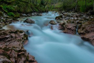 Ramsauer Ache im Zauberwald bei Ramsau am Abend, Berchtesgadener Land in Oberbayern