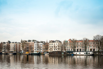 Fototapeta na wymiar Amsterdam, Netherlands - March 31, 2016 : Beautiful view of Amst