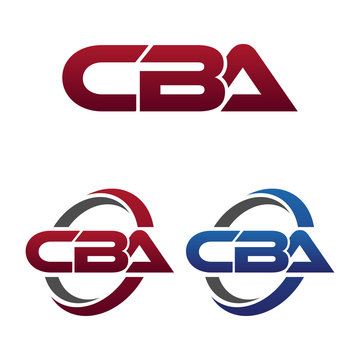 Modern 3 Letters Initial logo Vector Swoosh Red Blue cba