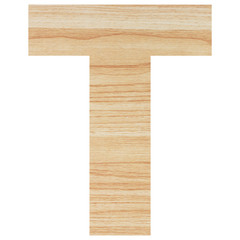 English alphabet with wood texture isolated on white background.