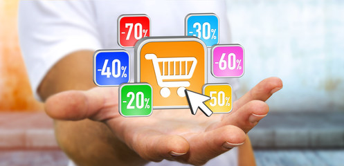 Young man shopping during sales period