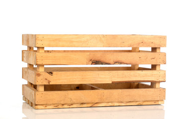 Wooden box on white background ,selective focus