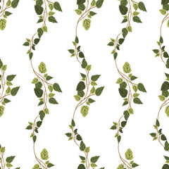 Vector green plants seamless pattern background