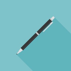 pen icon, pencil icon with long shadow, flat design
