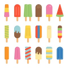 colorful ice cream icon, Popsicle stick icon, flat design