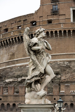 Marble statue of angel from the Sant'Angelo Bridge in Rome, Italy, designed by Bernini