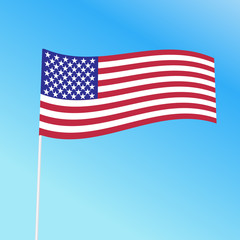 american flag at blue sky, vector illustration