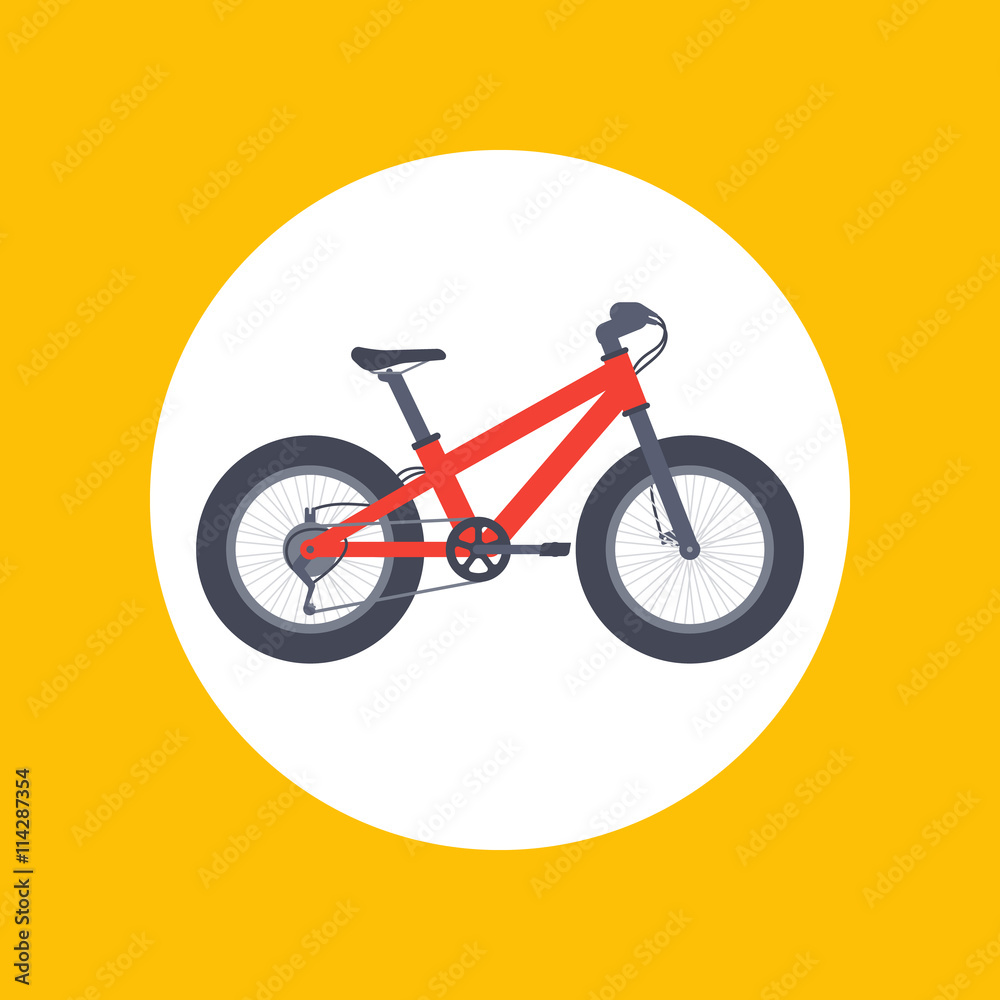 Poster Fat bike icon in flat style, vector illustration