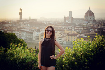 Fototapeta premium Young Teen at sunset in Florence