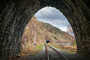 Fototapeta na wymiar Spring on Circum-Baikal Railway