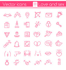  Love and sex, Vector icons.
