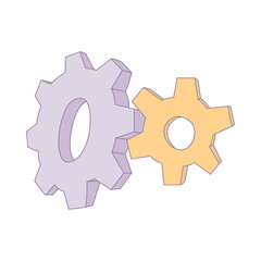 Gear icon, cartoon style