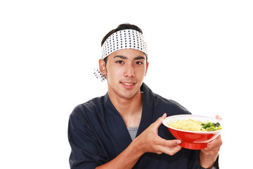 笑顔のラーメン職人