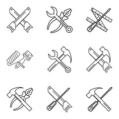 Construction tools. Repair linear icons. Vector set.