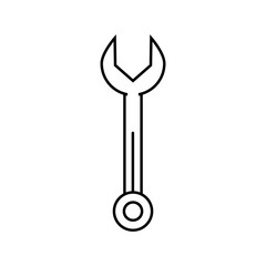 Wrench key icon. Adjustable repair tool sign. Linear icon.