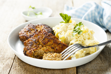 Cutlets with potato salad