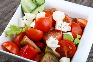 Salad with mozzarella, tomato and cucumber