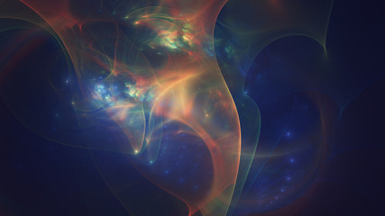 glowing orange blue curved lines over dark Abstract Background space universe. Illustration