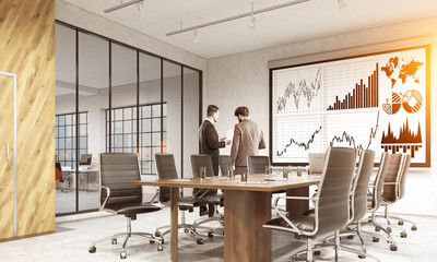 Whiteboard with business chart