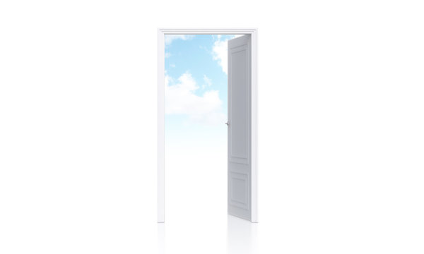 Open door with sky view