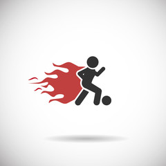 Fototapeta na wymiar Soccer Icon - football fire silhouette vector