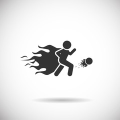 Fototapeta na wymiar Soccer Icon - football fire silhouette vector