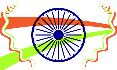 Obraz premium abstract India flag with Asoka wheel on white background