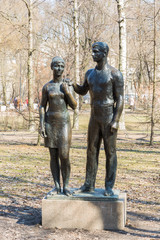 Urban sculpture "Man and Woman". Saint-Petersburg, Russia
