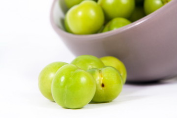 cherry-plums on the white
