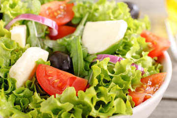 Colorful fresh vegetable salad with mozzarella