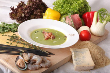 Italian soup with Bacon and vegetables