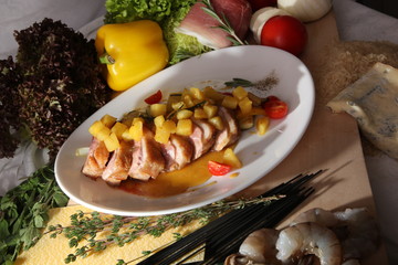 duck fillet with pineapple in Italian style