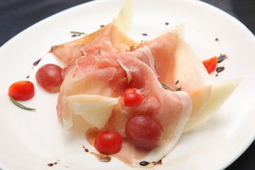 shavings of meat with melon