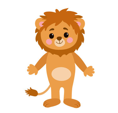 Cute  vector cartoon baby lion. 