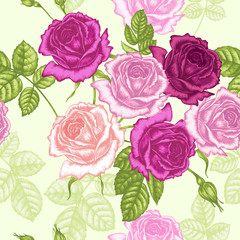 Naklejka premium Seamless pattern with roses.