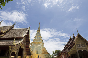 Fototapeta premium golden pagoda and sanctuary in buddhism temple