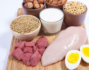 Natural products containing plant and animal proteins.